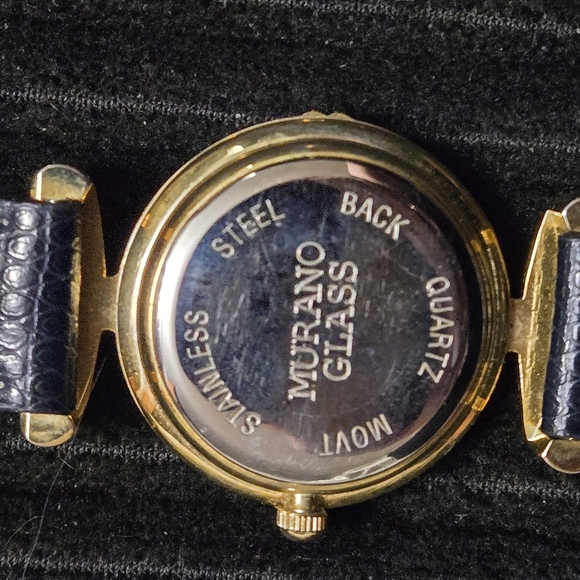 Ladies Murano Millefiori Watch With Leather Band Dark Navy - Picture 2 of 3